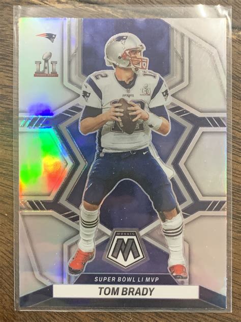 Tom Brady 2022 Mosaic Football SILVER MOSAIC Prizm Super Bowl LI MVP Values - MAVIN