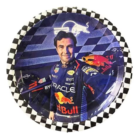 40 Platos Desechables Checo Pérez F1 Fiesta Fórmula 1 Pastel Envío Gratis