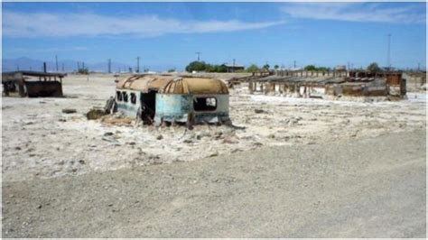 The remains of the Salton Sea vacation resorts and beaches, California ...