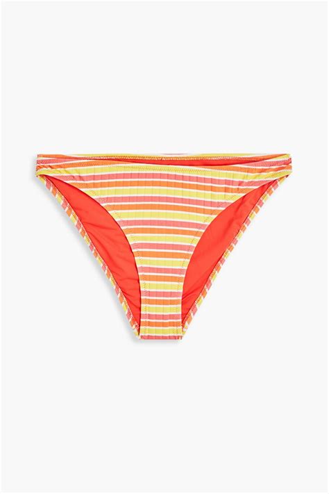 SOLID STRIPED The Rachel Striped Ribbed Low Rise Bikini Briefs THE OUTNET