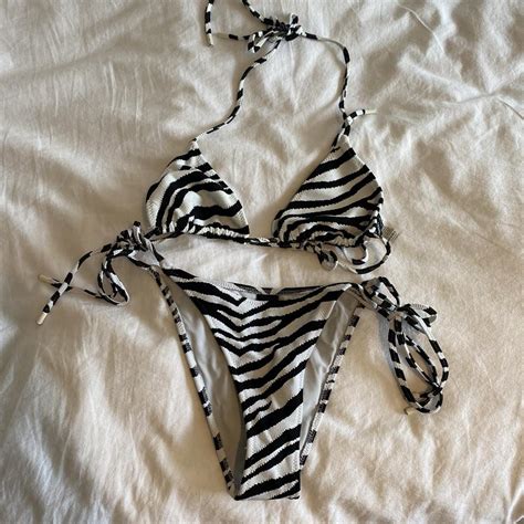 Zebra Print Triangl Bikini Top Is Size Medium And Depop