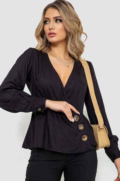 Блуза на запах, цвет черный, 244R063, M от продавца: Seven Group – в ...