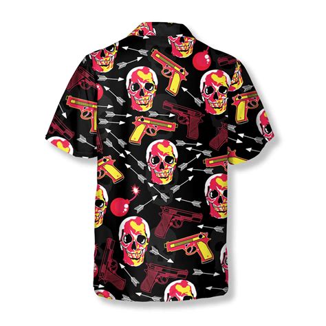 Skulls Guns Arrow Bombs Gun Hawaiian Shirts For Men Primesty