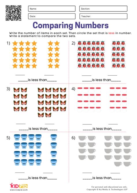 Free More Than Less Than Worksheets Kindergarten Kindergarten Worksheets