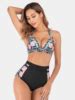 Plus Size Floral Print Patchwork High Waist Bikini Backless Swimwear Td Mercado