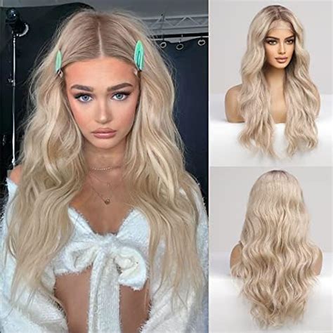 Amazon HAIRCUBE Long Light Blonde Lace Front Wigs For Women