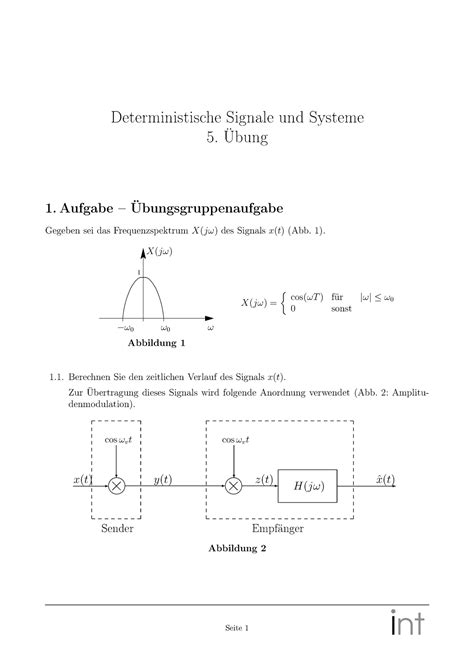 Uebung Deterministische Singale Und Systeme Wise Bungen