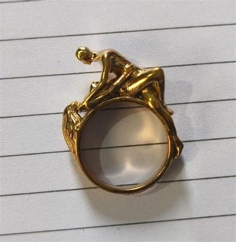 K Gold Nude Couple Missionary Position Ring Handmade Ring Nude Couple Ring Boyfriend Gift
