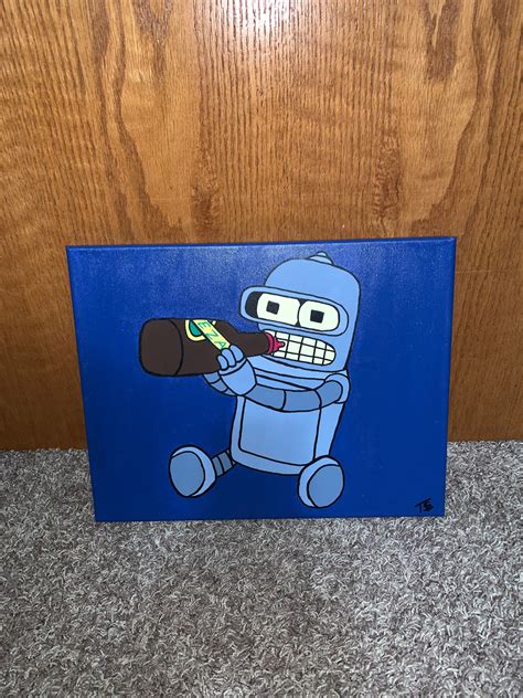 Futurama Baby Bender Painting Etsy