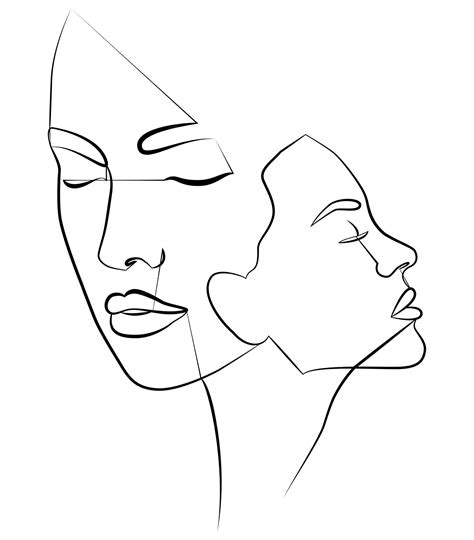Premium Vector Two Faces Online Vector Image Of A Female Face