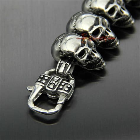 Heavy Huge Stainless Steel Multi Skulls Chain Link Men S Necklace