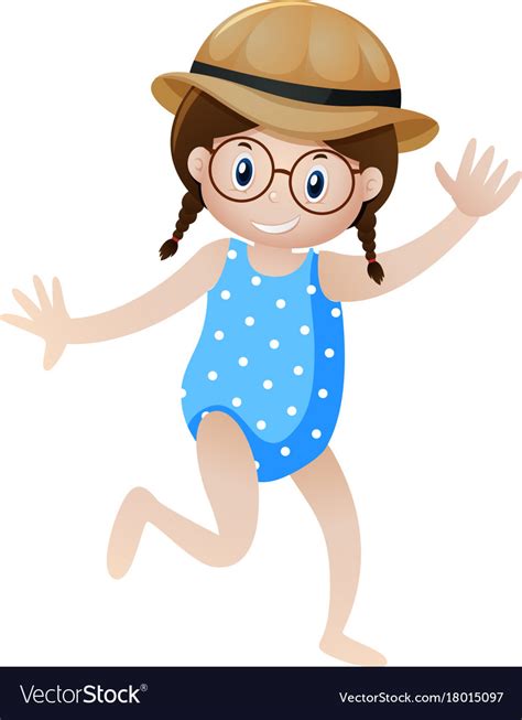 Little girl in blue swimming-suit Royalty Free Vector Image