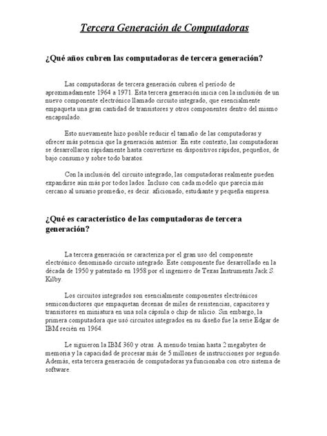 Qué Años Cubren Las Computadoras De Tercera Generación Pdf