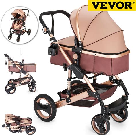 Vevor Luxurious Baby Stroller 2 In 1 Portable Travel Baby Carriage