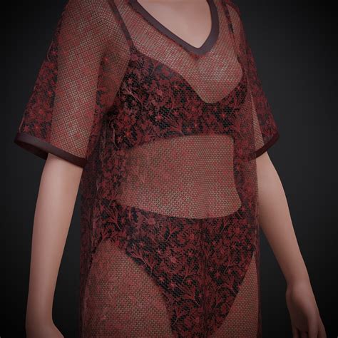 Women Lingerie Bikini Set And Crotchet Net Shirt Swimsuit Outfit D Turbosquid