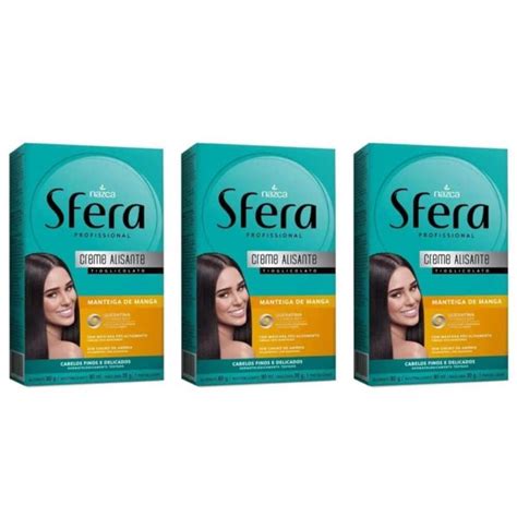 Kit C03 Sfera Creme Alisante Manga E Queratina 80g Alisamento De