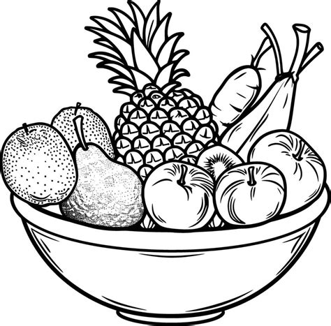 simple  drawing   bowl  fruit  vegetables