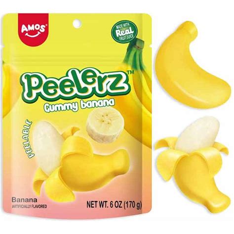 Amos Peelerz Gummy Banana 6oz 12ct Candynowca