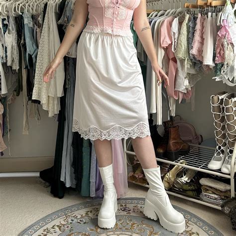 Vintage Lingerie Half Slip Skirt Shiny Fabric Depop