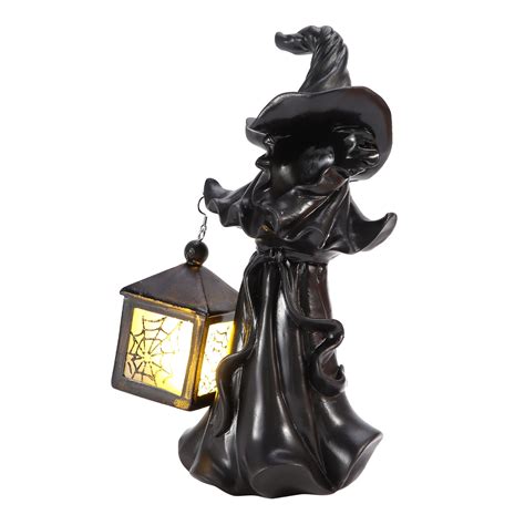 Halloween Witch Lamp Decorative Led Light Resin Witch Sculpture Horror