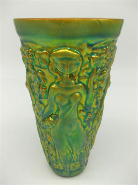 Zsolnay Eosin Ceramic Vase Woman Motif Hungary H 155 Cm Etsy