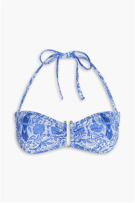 Heidi Klein Ruched Printed Bandeau Bikini Top The Outnet