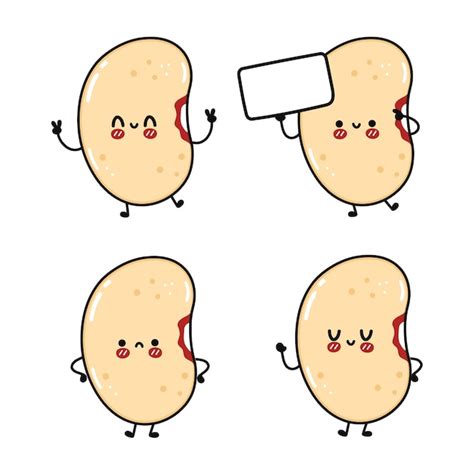 Premium Vector Funny Cute Happy Bean Characters Bundle Set