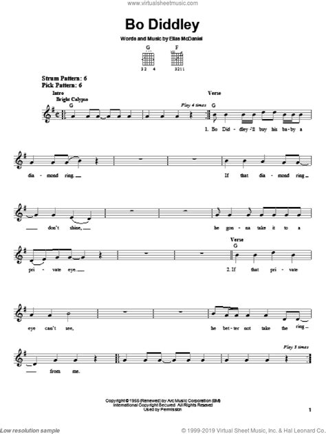 Bo Diddley Sheet Music For Guitar Solo Chords Pdf Interactive