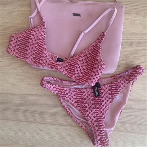 Triangl Bikini In Pink Crochet Maia Both Top And Depop