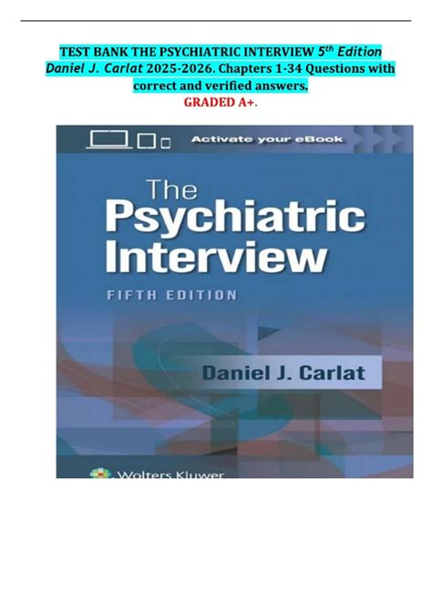 TEST BANK THE PSYCHIATRIC INTERVIEW 5th Edition Daniel J. Carlat