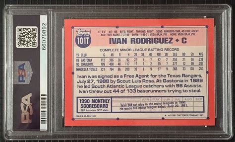 Topps Traded Ivan Rodriguez T Rookie Card Rangers Hof Psa