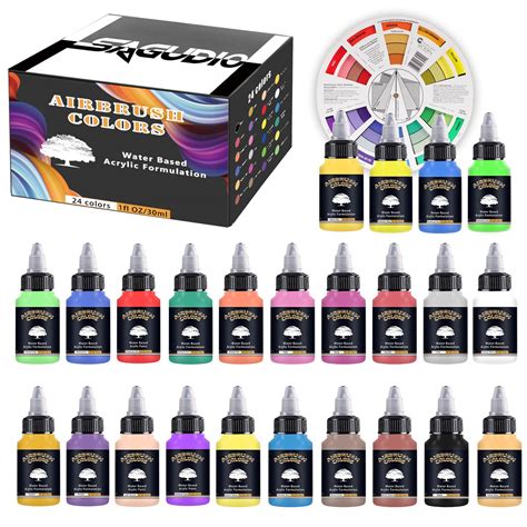 Buy Sagudio Airbrush Acrylic Paint Set 24 30ml 1oz Basic Colors