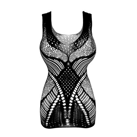 Penkiiy Women Lingerie Sexy Womens Lingerie Fishnet Seamless Mesh Netting Chemise Hollow Out