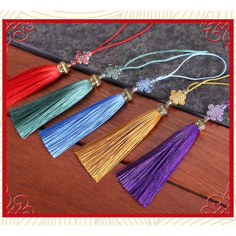 5pcs Lot Chinese Knot Tassels Polyester Silk Fringe Brush Hanging Rope