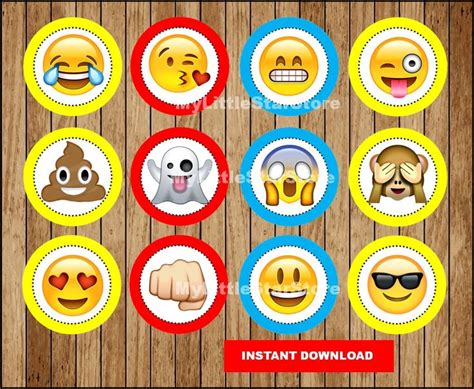 Emoji Cupcakes Toppers Printable Emoji Toppers Emoji Party Toppers