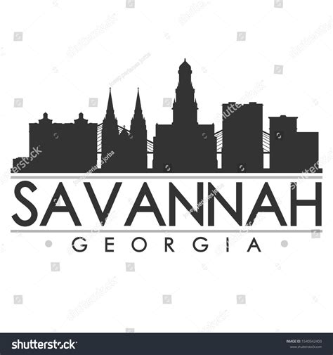 Savannah Georgia Skyline Silhouette City. - Royalty Free Stock Vector ...