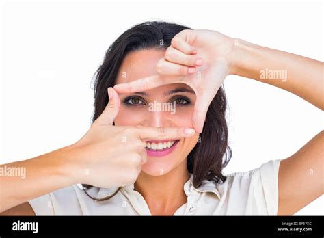 Pretty Brunette Smiling At Camera Stock Photo Alamy