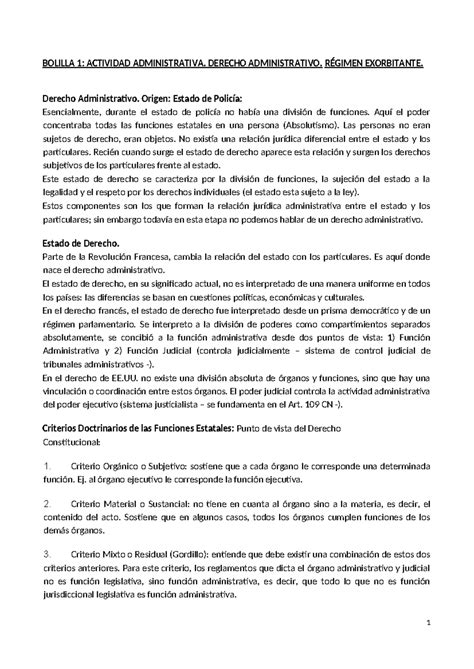 Resumen Derecho Administrativo BOLILLA 1 ACTIVIDAD ADMINISTRATIVA