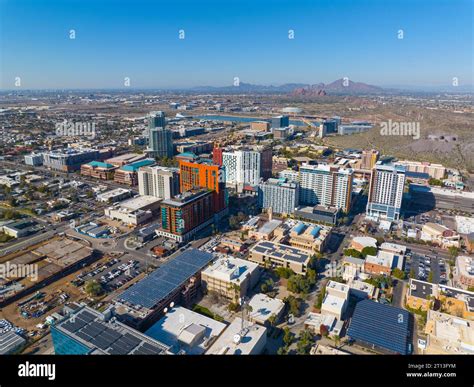Tempe City Downtown And Arizona State University Asu Main Campus Aerial