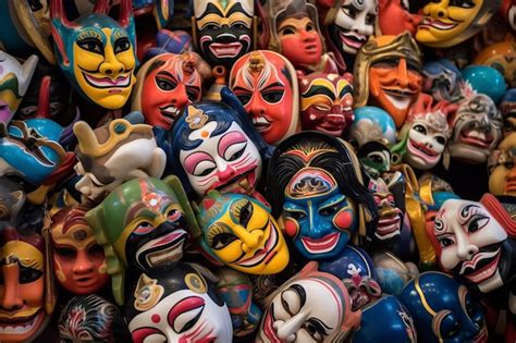 Premium AI Image | A vibrant array of colorful Peking Opera masks each ...