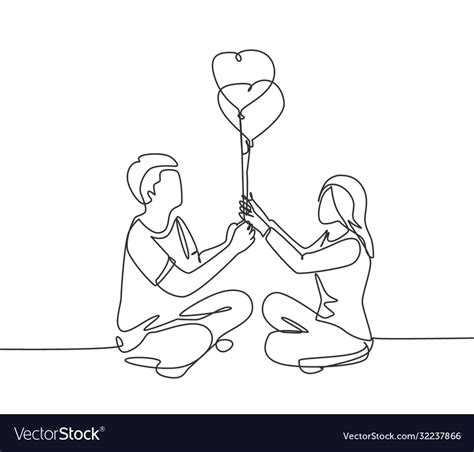 Romantic Dating Concept One Continuous Line Vector Image