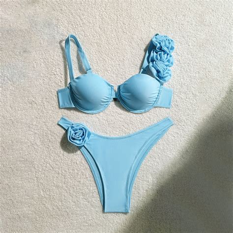 Jjayotai No Boundaries Bikini Sets For Women D Floral High Cut Push Up Sexy Thong Swimsuit