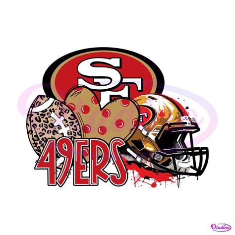 San Francisco 49ers Football Leopard Heart Helmet Svg
