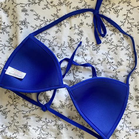 New Look Blue Padded Bikini Top Size Perfect Depop