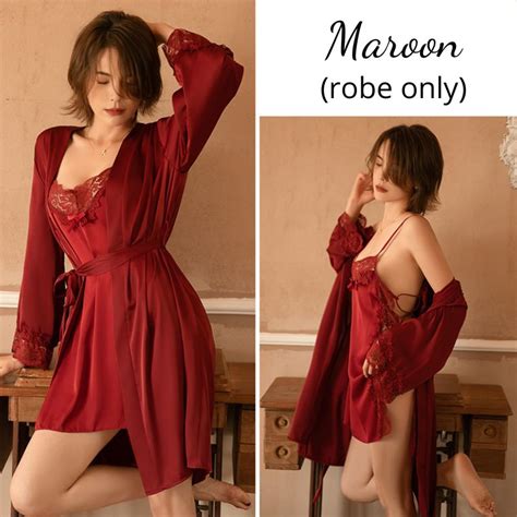 Vintage Lace Ice Silk Satin Babydoll Dress Sexy Lingerie Sleepwear Nightwear Pyjamas MS614 5