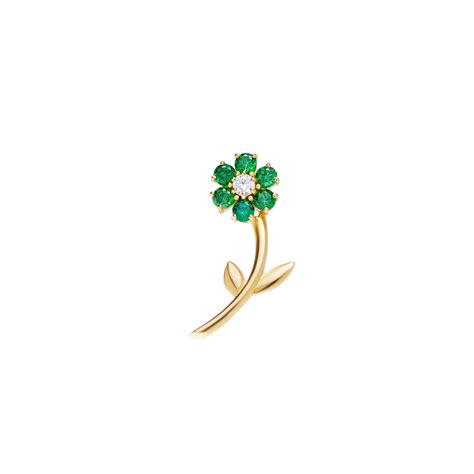 Моносерьга Gold Flower Mono Earring – Green купить онлайн по цене 6600 ...