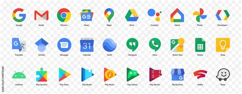 Vektorová grafika „Google app icons set. Isolated Google Logos vector ...