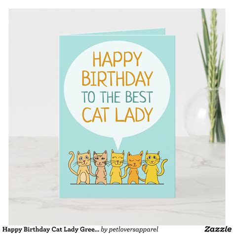 Happy Birthday Cat Lady Greeting Card Zazzle Cat Lady Birthday