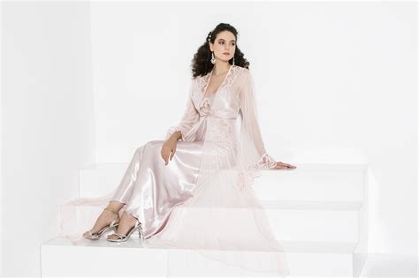 Satin Nightgown And Robe Set Elegant Lingerie Silky Nightdress Lace Lingerie Sexy Lingerie