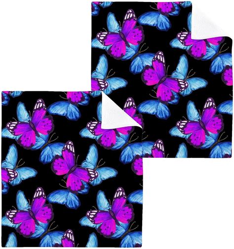 Colorful Butterflies Washcloth 12x12in Set 4 Pack Absorbent Cotton